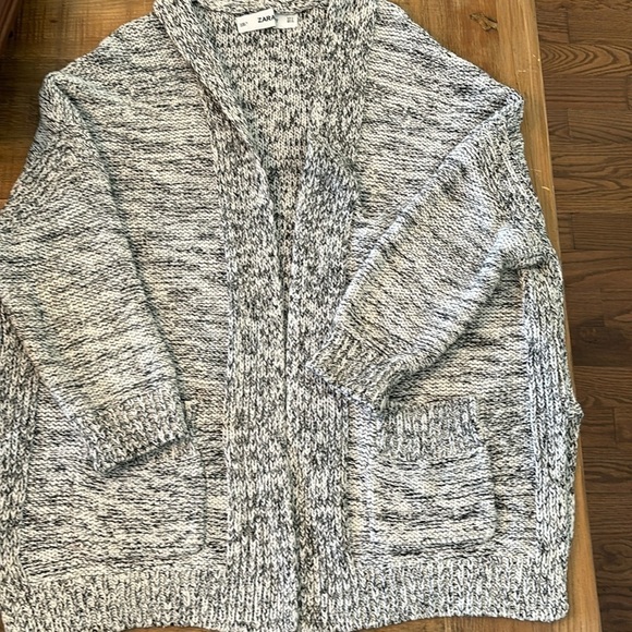 Zara Casual Knit Marled Open-Front Cardigan Black/Grey/White. Women’s Sz-S. EUC - Picture 1 of 9